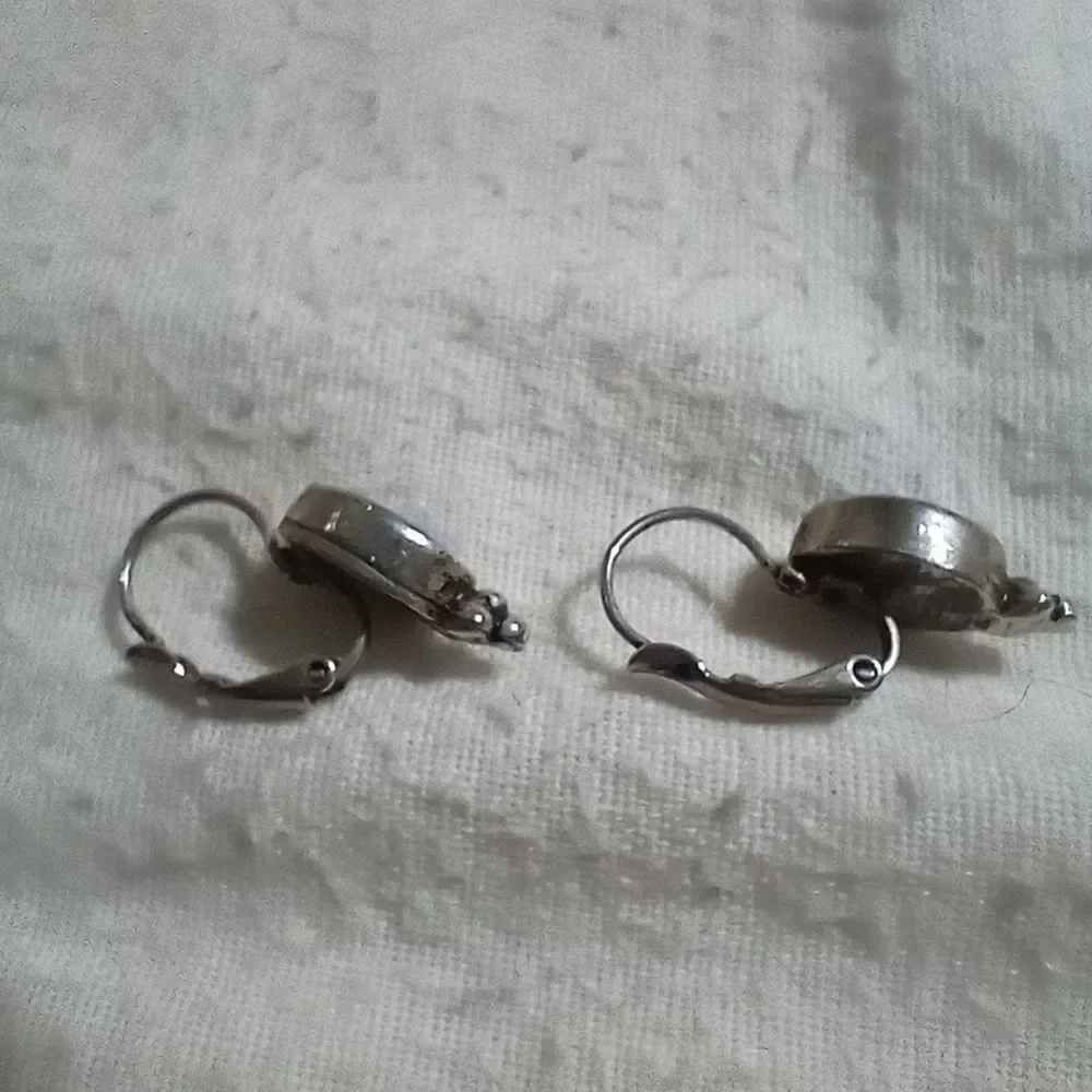 Vintage silver and blue stone clip-on earrings